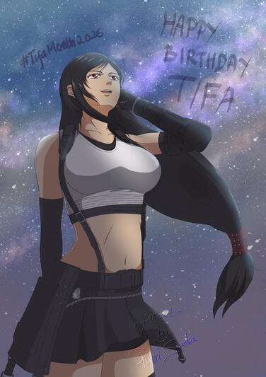 Tifa Lockhart fan art to celebrate her birthday in 2026.